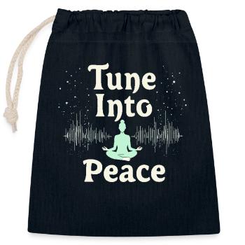 Musicothérapie, Guérison émotionnelle, Relaxation - Sac cadeau en coton avec cordon (25 x 30 cm) - bleu marine - Devant