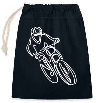 Mountainbike Freeride Zeichnung - Verschließbarer Geschenkbeutel aus Baumwolle (25x30cm) - Navy - Vorne