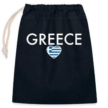 Grèce Grèce Drapeau grec Grec - Sac cadeau en coton avec cordon (25 x 30 cm) - bleu marine - Devant