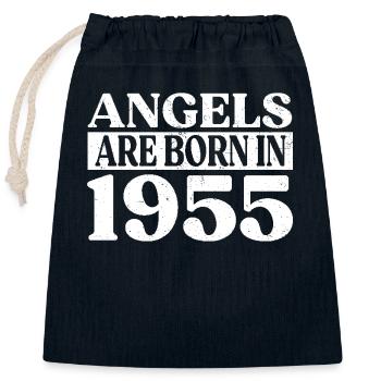 Angel born in 1955 Birthday - Closable cotton gift bag (25x30cm) - navy - Front