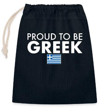 Fier d’être grec Drapeau grec - Sac cadeau en coton avec cordon (25 x 30 cm) - bleu marine - Devant