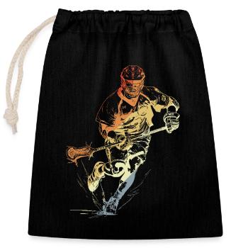 Vintage Lacrosse Player - Closable cotton gift bag (25x30cm) - black - Front