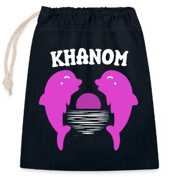 Khanom pinke Delfine Thailand - Verschließbarer Geschenkbeutel aus Baumwolle (25x30cm) - Navy - Vorne