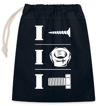 Screws Nut Bolt Humorous Craftsman - Closable cotton gift bag (25x30cm) - navy - Front