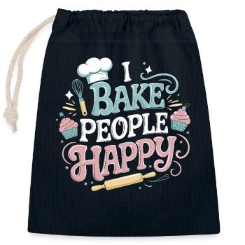 I Bake People Happy Funny Baking Lover Gifts Men - Verschließbarer Geschenkbeutel aus Baumwolle (25x30cm) - Navy - Vorne