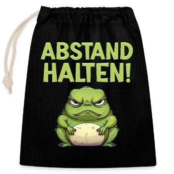 Froschkostüm ABSTAND HALTEN Lustiges Frosch - Verschließbarer Geschenkbeutel aus Baumwolle (25x30cm) - Schwarz - Vorne