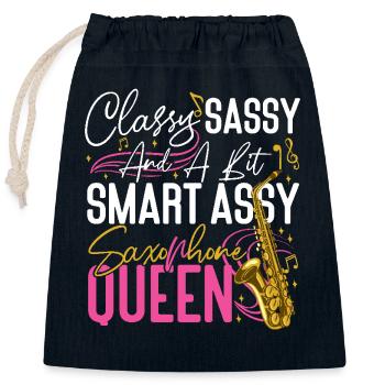 Saxophone Classy Sassy And A Bit - Closable cotton gift bag (25x30cm) - navy - Front