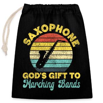 Saxophones Saxophones : le cadeau de Dieu - Sac cadeau en coton avec cordon (25 x 30 cm) - noir - Devant