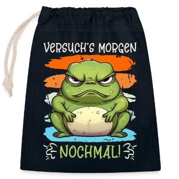 Froschkostüm VERSUCHS MORGEN NOCHMAL Lustiges - Verschließbarer Geschenkbeutel aus Baumwolle (25x30cm) - Navy - Vorne