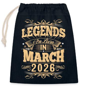 Légende de l’anniversaire de mars 2026 - Sac cadeau en coton avec cordon (25 x 30 cm) - bleu marine - Devant