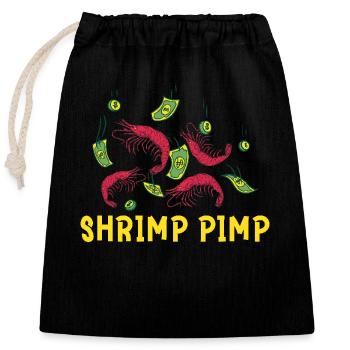 Shrimp Pimp : Création humoristique avec des crevettes et - Sac cadeau en coton avec cordon (25 x 30 cm) - noir - Devant
