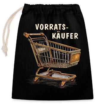 EINKAUFSWAGEN VORRATSKÄUFER - Verschließbarer Geschenkbeutel aus Baumwolle (25x30cm) - Schwarz - Vorne
