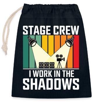 Équipe de scène Je travaille dans l’ombre Coulisses Humour - Sac cadeau en coton avec cordon (25 x 30 cm) - bleu marine - Devant