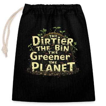 Adeptes du compostage Jardinage durable - Sac cadeau en coton avec cordon (25 x 30 cm) - noir - Devant