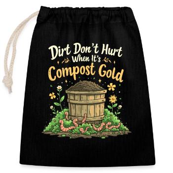 Adeptes du compostage Jardinage durable - Sac cadeau en coton avec cordon (25 x 30 cm) - noir - Devant