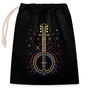 Banjo Line Art - Closable cotton gift bag (25x30cm) - black - Front