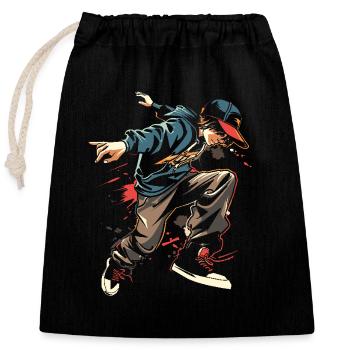 Breakdancer - Closable cotton gift bag (25x30cm) - black - Front