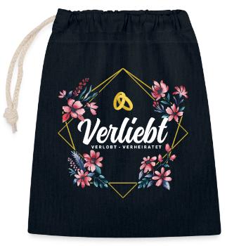 Verliebt Verlobt Verheiratet - Verschließbarer Geschenkbeutel aus Baumwolle (25x30cm) - Navy - Vorne