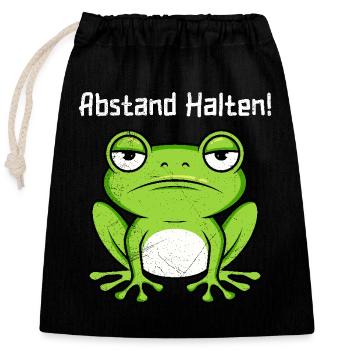 Faschings Party ABSTAND HALTEN! Genervter Frosch - Verschließbarer Geschenkbeutel aus Baumwolle (25x30cm) - Schwarz - Vorne