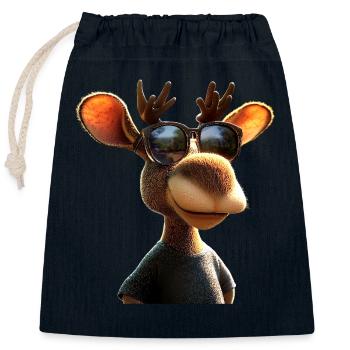 Orignal, Mosses, Bull, Eli, Bois, Cerf, Orignal sauvage - Sac cadeau en coton avec cordon (25 x 30 cm) - bleu marine - Devant