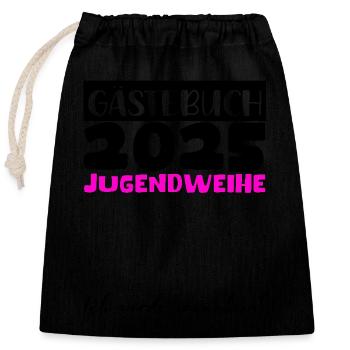 Jugendweihe 2025 Gästebuch Geschenk Mädchen Jungen - Verschließbarer Geschenkbeutel aus Baumwolle (25x30cm) - Schwarz - Vorne