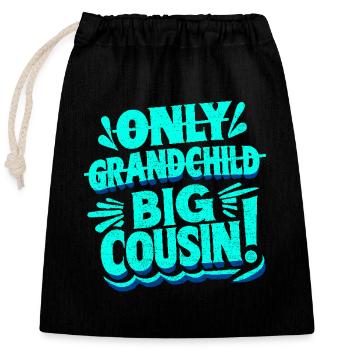 Grande cousine Annonce de grossesse Cousins de la famille - Sac cadeau en coton avec cordon (25 x 30 cm) - noir - Devant