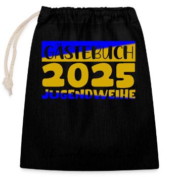 Jugendweihe 2025 Gästebuch Geschenk Mädchen Jungen - Verschließbarer Geschenkbeutel aus Baumwolle (25x30cm) - Schwarz - Vorne