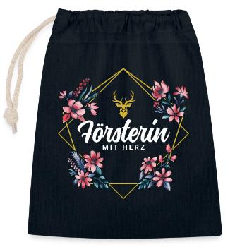 Försterin mit Herz - Verschließbarer Geschenkbeutel aus Baumwolle (25x30cm) - Navy - Vorne