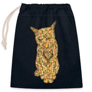Russian Blue Cat Geometric - Closable cotton gift bag (25x30cm) - navy - Front