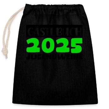 Jugendweihe 2025 Gästebuch Geschenk Mädchen Jungen - Verschließbarer Geschenkbeutel aus Baumwolle (25x30cm) - Schwarz - Vorne