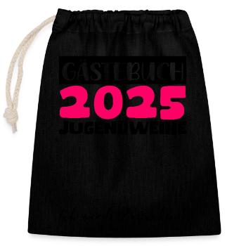Jugendweihe 2025 Gästebuch Geschenk Mädchen Jungen - Verschließbarer Geschenkbeutel aus Baumwolle (25x30cm) - Schwarz - Vorne