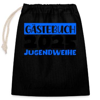 Jugendweihe 2025 Gästebuch Geschenk Mädchen Jungen - Verschließbarer Geschenkbeutel aus Baumwolle (25x30cm) - Schwarz - Vorne