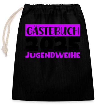 Jugendweihe 2025 Gästebuch Geschenk Mädchen Jungen - Verschließbarer Geschenkbeutel aus Baumwolle (25x30cm) - Schwarz - Vorne