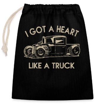I Got A Heart Like A Truck - Closable cotton gift bag (25x30cm) - black - Front