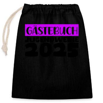 Jugendweihe 2025 Gästebuch Geschenk Mädchen Jungen - Verschließbarer Geschenkbeutel aus Baumwolle (25x30cm) - Schwarz - Vorne