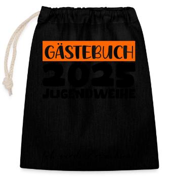 Jugendweihe 2025 Gästebuch Geschenk Mädchen Jungen - Verschließbarer Geschenkbeutel aus Baumwolle (25x30cm) - Schwarz - Vorne