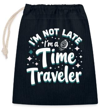 Time travel enthusiast who is interested in - Closable cotton gift bag (25x30cm) - navy - Front