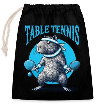 Capybara drôle de ping-pong aventurier - Sac cadeau en coton avec cordon (25 x 30 cm) - noir - Devant