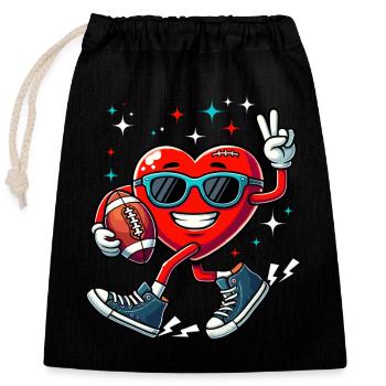 Saint-Valentin Football Chucks Coeur Amérique Drôle - Sac cadeau en coton avec cordon (25 x 30 cm) - noir - Devant