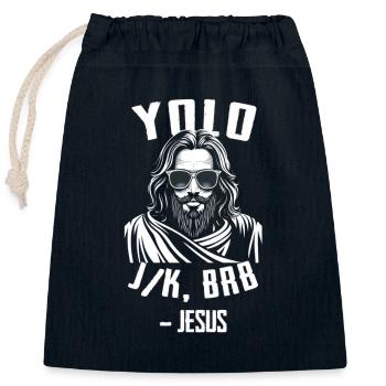 Yolo Jk Brb Jesus Funny Easter Day Bible Vintage C - Closable cotton gift bag (25x30cm) - navy - Front