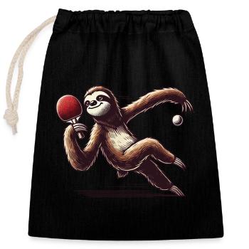 Sloth Cartoon Funny Table Tennis Game - Closable cotton gift bag (25x30cm) - black - Front