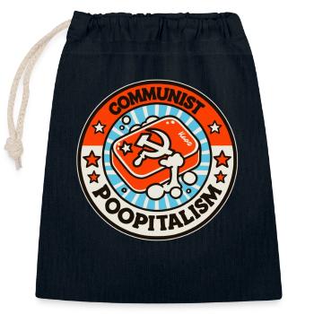 Kommunistische Parodie-Seife: Gegen Poopitalismus - Verschließbarer Geschenkbeutel aus Baumwolle (25x30cm) - Navy - Vorne