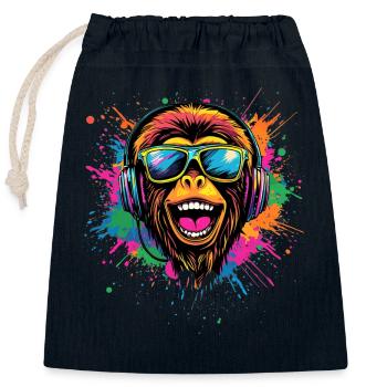 Gibbon Monkey Whitehand Gibbon Monkey Cute Lar Gibbons - Closable cotton gift bag (25x30cm) - navy - Front
