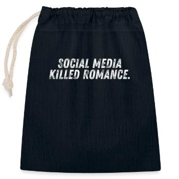 SOCIAL MEDIA KILLED ROMANCE - Closable cotton gift bag (25x30cm) - navy - Front