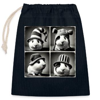 Guinea Pig Selfie Funny Hats Vintage Photo Shoot A - Closable cotton gift bag (25x30cm) - navy - Front