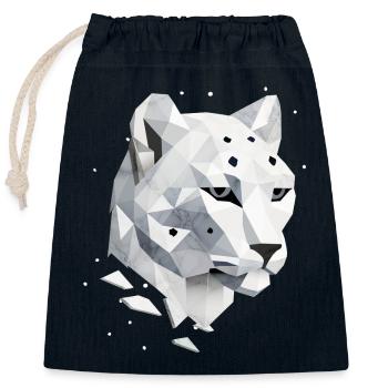 Geometric Snow Leopard – Elegance of the Wilderness - Closable cotton gift bag (25x30cm) - navy - Front