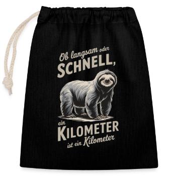 Egal ob langsam oder schnell, - Verschließbarer Geschenkbeutel aus Baumwolle (25x30cm) - Schwarz - Vorne