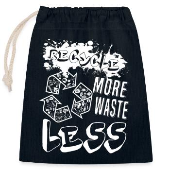 Earth Day Recycle More Waste Less - Closable cotton gift bag (25x30cm) - navy - Front