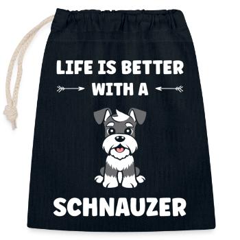 Schnauzer - Sac cadeau en coton avec cordon (25 x 30 cm) - bleu marine - Devant
