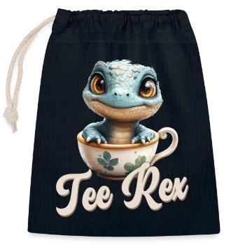 Jeu de mots drôle Dino Tee Rex - Sac cadeau en coton avec cordon (25 x 30 cm) - bleu marine - Devant